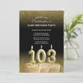 Black and Gold 103rd Birthday Invitation For Him 招待状 (スタンド正面)