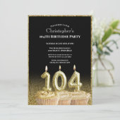 Black and Gold 104th Birthday Invitation For Him 招待状 (スタンド正面)