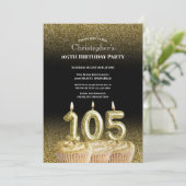 Black and Gold 105th Birthday Invitation For Him 招待状 (スタンド正面)