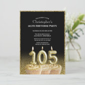 Black and Gold 105th Birthday Invitation For Him 招待状 (スタンド正面)