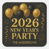 Black And Gold 2026 New Year Party スクエアシール (正面)
