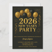 Black And Gold 2026 New Year Party 招待状 (正面)