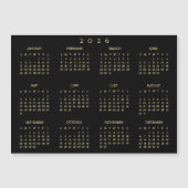 Black and Gold 2026 Yearly Calendar Magnetic Card (正面)