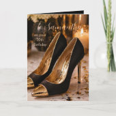 Black and Gold 30th Birthday Glam Heels カード (正面)
