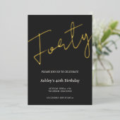 Black and Gold 40th Birthday Celebration 箔招待状 (立ち正面)