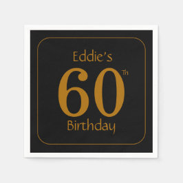 Black and Gold 60th Birthday Party  スタンダードカクテルナプキン