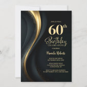 Black and Gold 60th Birthday Party 招待状 (正面)