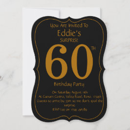 Black and Gold 60th Birthday Party Invitation 招待状