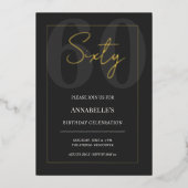 Black and Gold 60th Milestone Birthday Celebration 箔招待状 (正面)