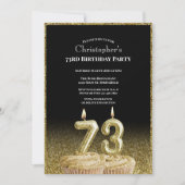 Black and Gold 73rd Birthday Invitation For Him 招待状 (正面)
