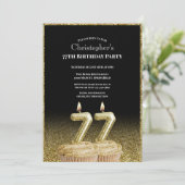 Black and Gold 77th Birthday Invitation For Him 招待状 (スタンド正面)