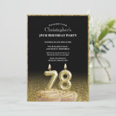 Black and Gold 78th Birthday Invitation For Him 招待状 (スタンド正面)
