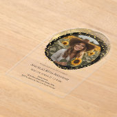 Black and Gold 80th Birthday Photo アクリル招待状 (レイダウン)