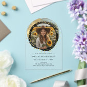 Black and Gold 80th Birthday Photo アクリル招待状 (インサイチュ (ウェディング))