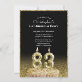 Black and Gold 83rd Birthday Invitation For Him 招待状 (正面)