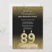Black and Gold 89th Birthday Invitation For Him 招待状 (正面)