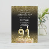 Black and Gold 91st Birthday Invitation For Him 招待状 (スタンド正面)