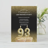 Black and Gold 93rd Birthday Invitation For Him 招待状 (スタンド正面)