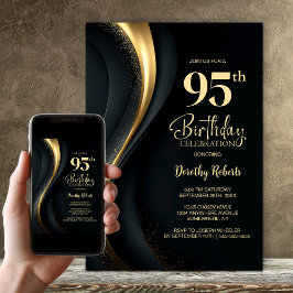 Black and Gold 95th Birthday Party 招待状