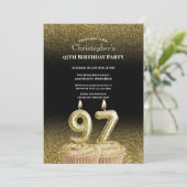 Black and Gold 97th Birthday Invitation For Him 招待状 (スタンド正面)