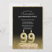 Black and Gold 99th Birthday Invitation For Him 招待状 (正面)