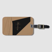 Black and Gold Airplane Tail Fin Monogram Script ラゲッジタグ (正面横)