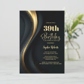 Black and Gold Any Age Birthday Party 招待状 (スタンド正面)