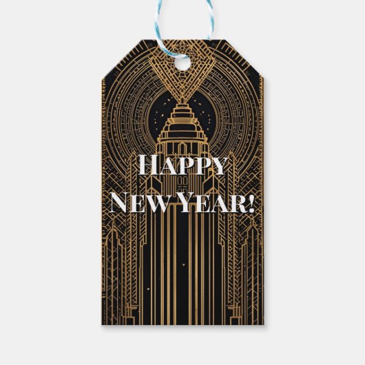 Black and Gold Art Deco ギフトタグ (正面)