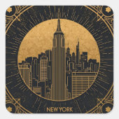 Black and Gold Art Deco スクエアシール (正面)