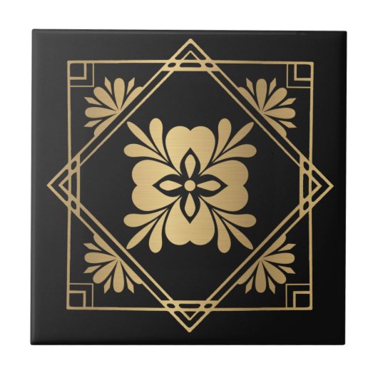 Black and Gold Art Deco タイル (正面)