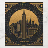 Black and Gold Art Deco ワインラベル (シングルラベル)