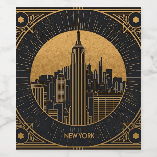 Black and Gold Art Deco ワインラベル (シングルラベル)