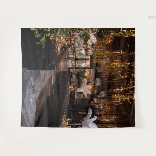 Black and Gold Art Deco Back Drop タペストリー (正面(横))