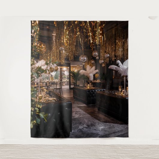 Black and Gold Art Deco Back Drop タペストリー (正面)