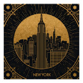 Black and Gold Art Deco Backdrop ポスター (正面)