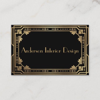 Black and Gold Art Deco Business Card 名刺