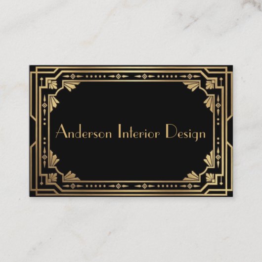 Black and Gold Art Deco Business Card 名刺 (正面)