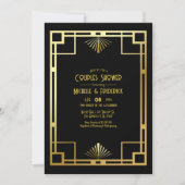 Black and Gold Art Deco Couples Shower Photo 招待状 (正面)