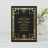 Black and Gold Art Deco Couples Shower Photo 招待状 (スタンド正面)