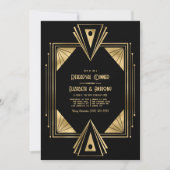 Black and Gold Art Deco Gold Rehearsal Dinner 招待状 (正面)