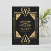 Black and Gold Art Deco Gold Rehearsal Dinner 招待状 (スタンド正面)