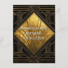 Black and Gold Art Deco Invitation 招待状