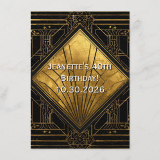 Black and Gold Art Deco Invitation 招待状