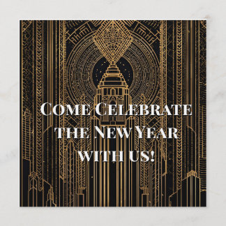 Black and Gold Art Deco Invitation 招待状