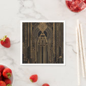 Black and Gold Art Deco Paper Napkin スタンダードカクテルナプキン (インサイチュ)