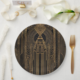 Black and Gold Art Deco Paper Napkin ペーパープレート