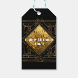 Black and Gold Art Deco Paper Napkins ギフトタグ