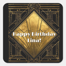 Black and Gold Art Deco Paper Napkins スクエアシール