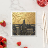Black and Gold Art Deco Paper Napkins スタンダードカクテルナプキン (インサイチュ)