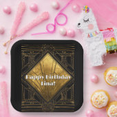 Black and Gold Art Deco Paper Napkins ペーパープレート (パーティー)